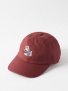Maison Kitsun - Dressed Fox-patch Cotton-blend Twill Cap - Mens - Dark Red