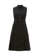 Matchesfashion.com Burberry - High Neck Belted Wool Blend Dress - Womens - Black