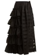 Matchesfashion.com Isa Arfen - Tiered Ruffle Ramie Skirt - Womens - Black