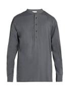 Matchesfashion.com Lemaire - Henley Long Sleeved Cotton T Shirt - Mens - Grey