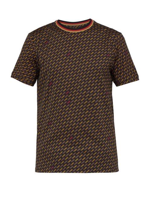 Matchesfashion.com Fendi - Logo Print Cotton T Shirt - Mens - Black Multi