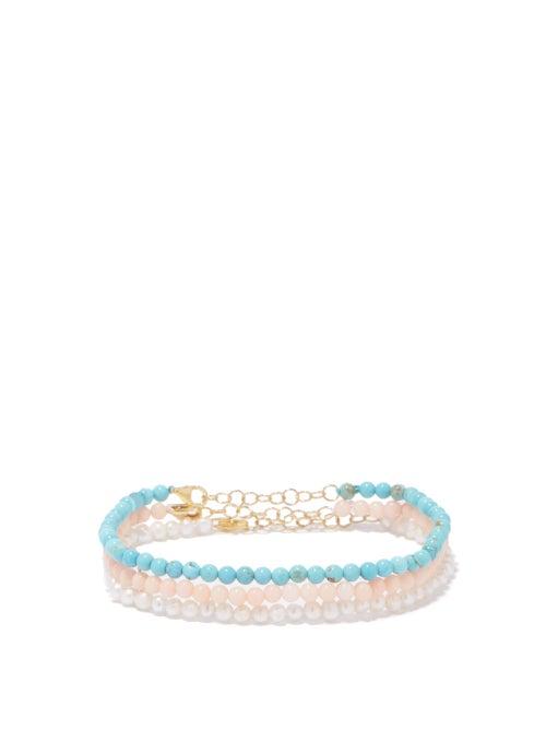 Hermina Athens - Set Of Three Pearl, Howlite & Sea Bamboo Bracelets - Womens - Multi