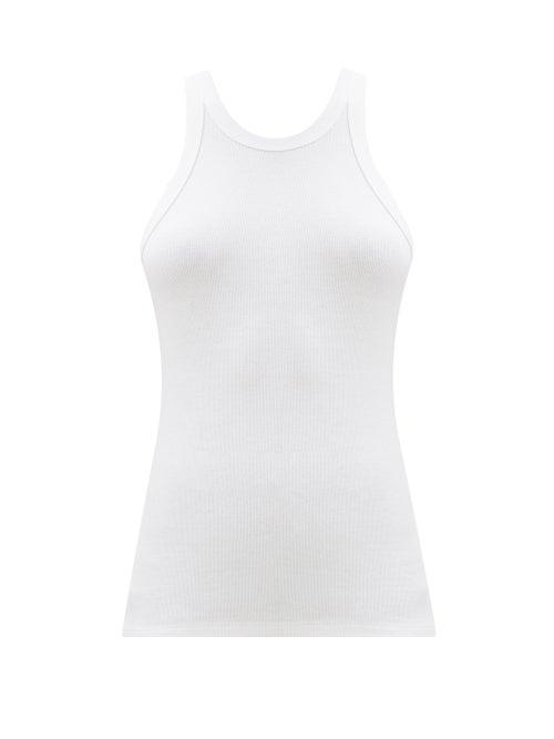 Ladies Rtw Totme - Espera Ribbed Organic Cotton-blend Tank Top - Womens - White