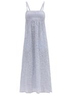 Matchesfashion.com Belize - Checked Cotton-blend Seersucker Midi Dress - Womens - Blue