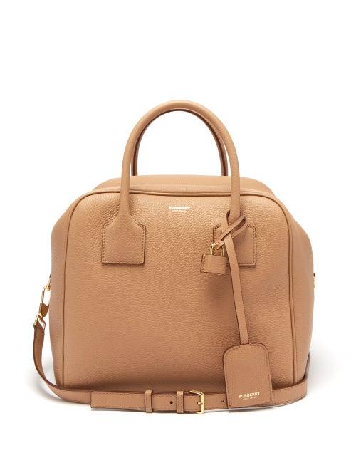 Matchesfashion.com Burberry - Cube Medium Grained Leather Bowling Bag - Womens - Beige