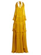 Roberto Cavalli Ruffled Silk-chiffon Gown