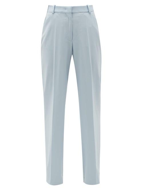 Matchesfashion.com Another Tomorrow - High-rise Wool Flared Trousers - Womens - Light Blue
