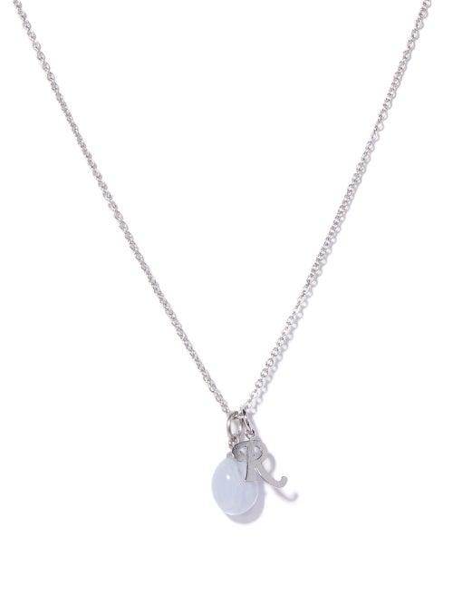 Mens Jewellery Raf Simons - Logo-charm And Quartz Necklace - Mens - Light Blue