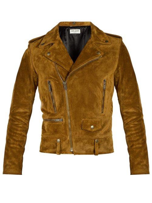 Matchesfashion.com Saint Laurent - Suede Biker Jacket - Mens - Tan