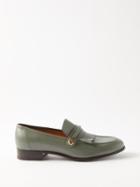 Gucci - Mirrored Gg Fringed Leather Loafers - Mens - Grey