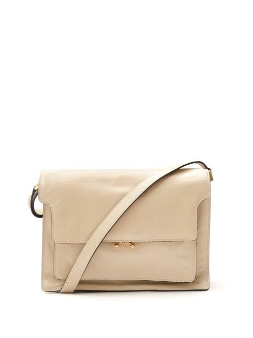 Ladies Bags Marni - Trunk Large Leather Shoulder Bag - Womens - Cream