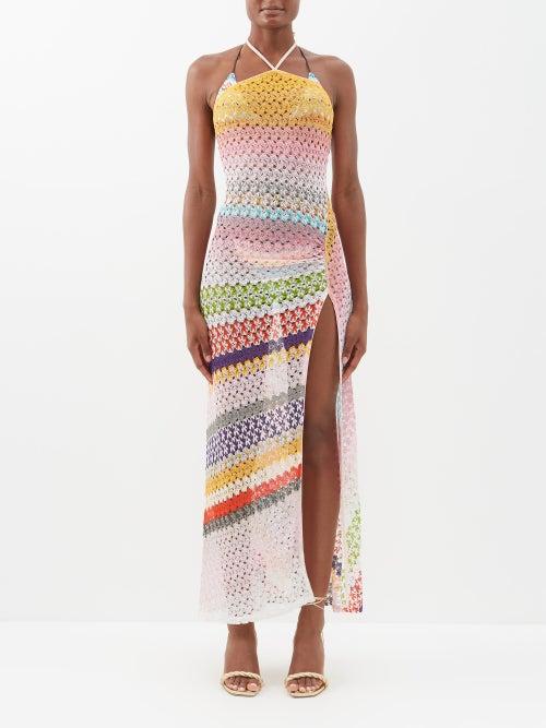 Missoni - Fiammenta-stitch Halterneck Dress - Womens - Multi Stripe