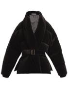 Matchesfashion.com Alexandre Vauthier - Padded Velvet Cotton Jacket - Womens - Black
