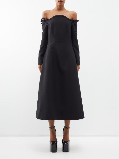 Valentino - Crepe Couture Off-shoulder Midi Dress - Womens - Black