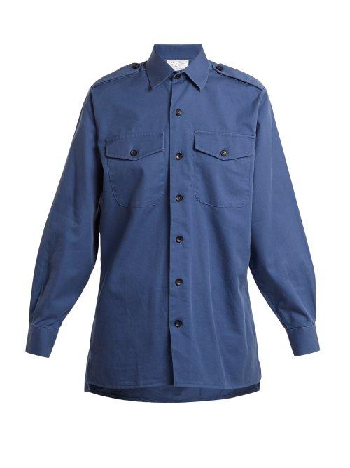 Matchesfashion.com Myar - Gbs80 Patch Pocket Military Shirt - Womens - Blue