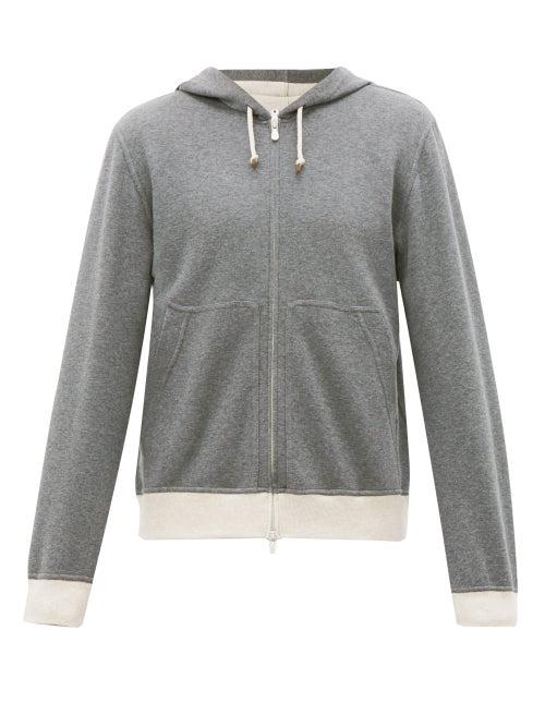 Matchesfashion.com Brunello Cucinelli - Zip-through Cotton-blend Hooded Sweatshirt - Mens - Charcoal