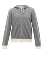 Matchesfashion.com Brunello Cucinelli - Zip-through Cotton-blend Hooded Sweatshirt - Mens - Charcoal