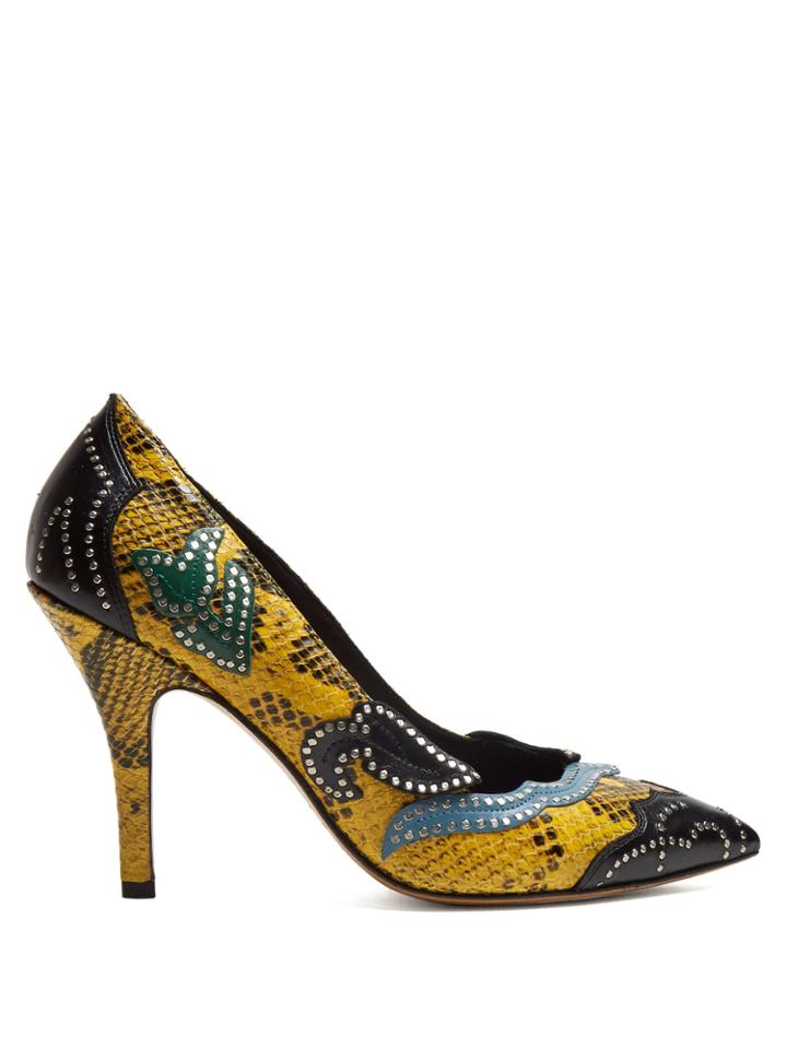 Isabel Marant Pavine Studded Snake-effect Leather Pumps