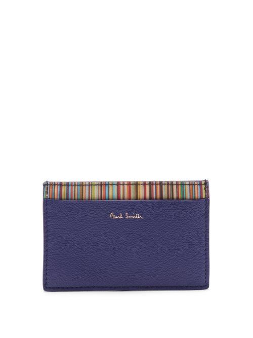 Matchesfashion.com Paul Smith - Artist Stripe Leather Cardholder - Mens - Navy