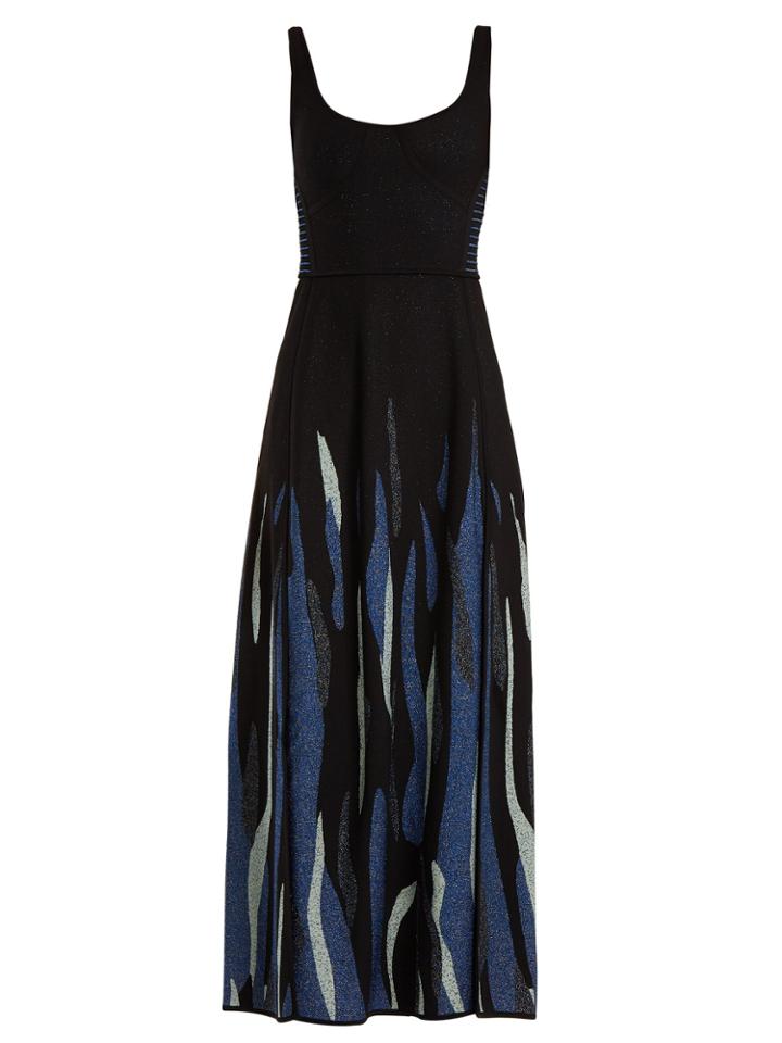 Elie Saab Scoop-neck Jacquard-knit Dress