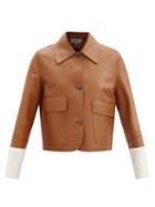 Matchesfashion.com Loewe - Single-breasted Leather Jacket - Womens - Tan
