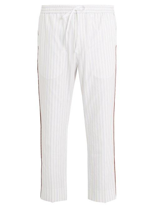 Matchesfashion.com Gucci - Side Stripe Striped Cotton Trousers - Mens - White Multi