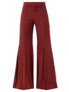 Matchesfashion.com Raey - Kick-flare Polka-dot Silk Trousers - Womens - Red Print
