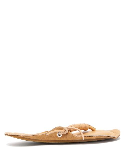 Matchesfashion.com Acne Studios - Woven-strap Raw-edged Leather Sandals - Womens - Cream