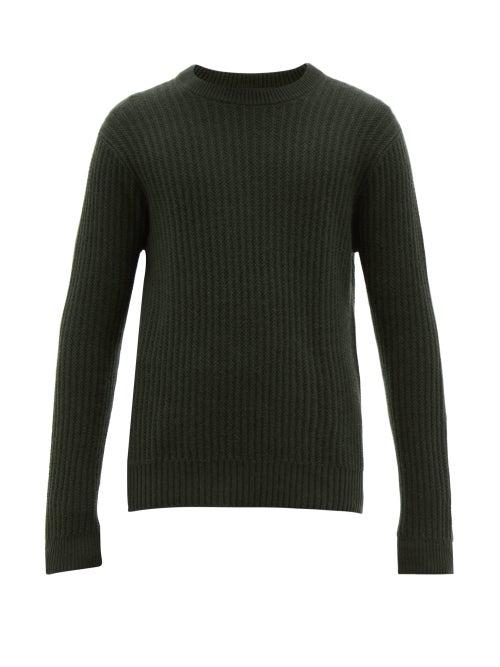 Matchesfashion.com Allude - Ribbed Crew Neck Cashmere Sweater - Mens - Dark Green