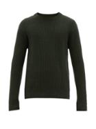 Matchesfashion.com Allude - Ribbed Crew Neck Cashmere Sweater - Mens - Dark Green