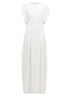Matchesfashion.com The Row - Tamy Textured Raw-edge Zip-through Midi Dress - Womens - Ivory