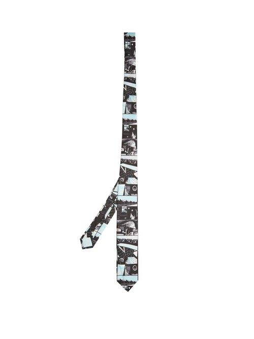 Matchesfashion.com Prada - Comic Print Silk Tie - Mens - Blue Multi