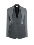 Alexander Mcqueen - V-neck Layered-effect Twill Blazer - Womens - Grey Multi
