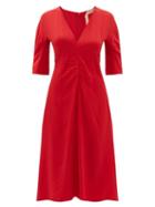 Matchesfashion.com No. 21 - Gathered Crepe De Chine Midi Dress - Womens - Red