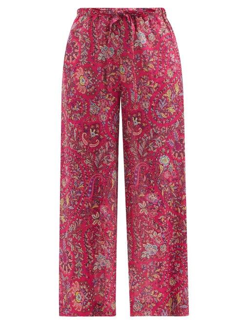 Matchesfashion.com Etro - Creta Paisley-print Ramie Wide-leg Trousers - Womens - Pink Multi