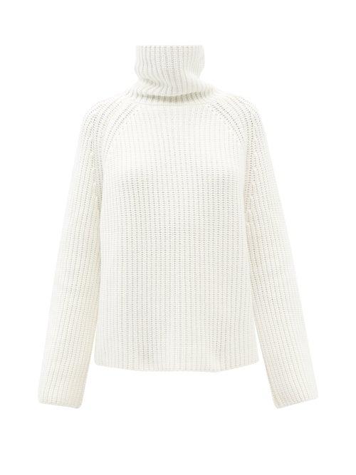 Johnstons Of Elgin - Roll-neck Ribbed Cashmere Sweater - Womens - Cream