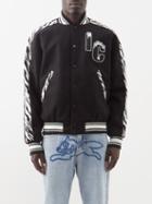 Icecream - Zebra-print Felt Varsity Jacket - Mens - Black