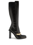 Matchesfashion.com Alexander Mcqueen - Point-toe Leather Knee-high Boots - Womens - Black