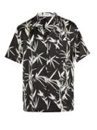 Matchesfashion.com Commas - Bamboo Print Short Sleeved Silk Blend Shirt - Mens - Black Multi