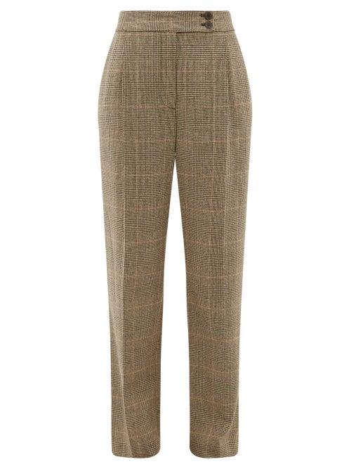Matchesfashion.com Nili Lotan - Charolette Wool Blend Straight Leg Trousers - Womens - Brown Multi