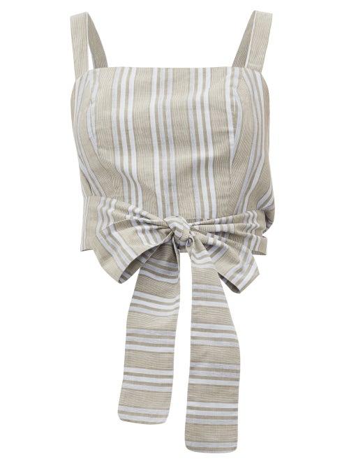 Matchesfashion.com Loup Charmant - Pilos Cropped Striped Cotton-blend Top - Womens - Beige Stripe