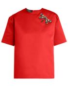 Rochas Dragonfly-appliqu Duchess-satin Top