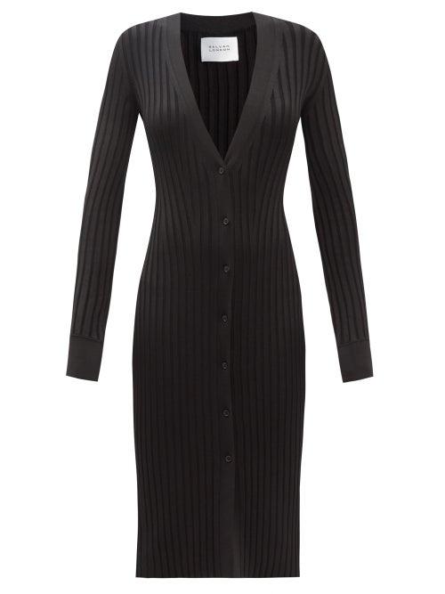 Ladies Rtw Galvan - Rhea Rib-knitted Cardigan Dress - Womens - Black
