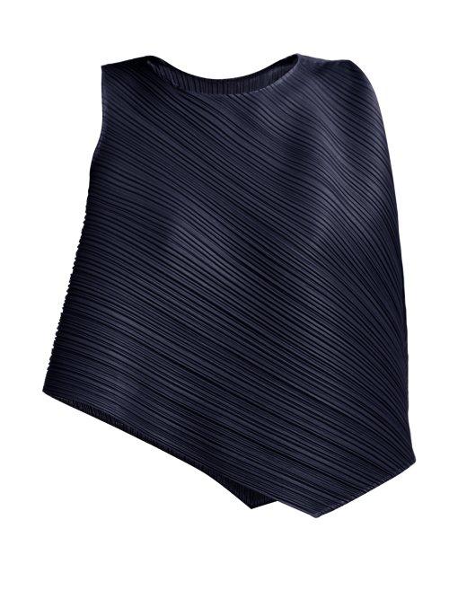Matchesfashion.com Pleats Please Issey Miyake - Asymmetric Pleated Top - Womens - Navy