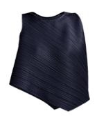 Matchesfashion.com Pleats Please Issey Miyake - Asymmetric Pleated Top - Womens - Navy