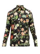 Matchesfashion.com Alister Mackie - Rose-print Silk-satin Shirt - Mens - Black Multi