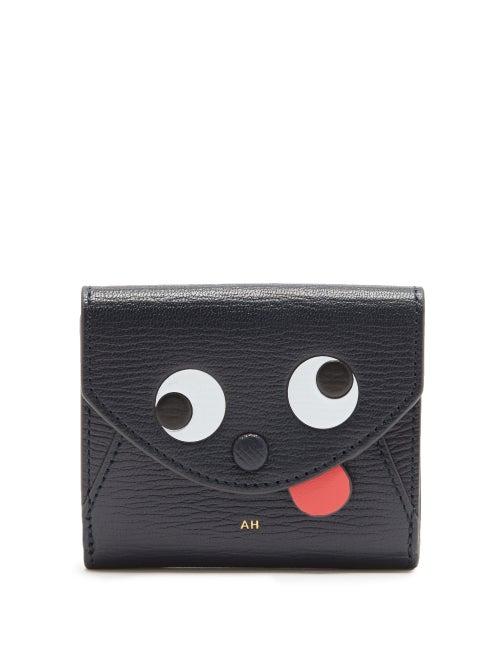 Matchesfashion.com Anya Hindmarch - Zany Trifold Grained-leather Card And Coin Purse - Womens - Dark Blue