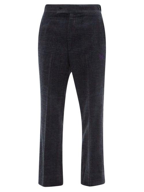 Needles - High-rise Glen-plaid Twill Trousers - Mens - Navy