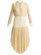 Matchesfashion.com Chlo - Asymmetric Hem Mousseline Dress - Womens - Light Yellow