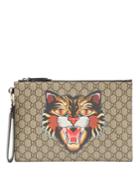 Gucci Angry Cat-print Gg Supreme Pouch